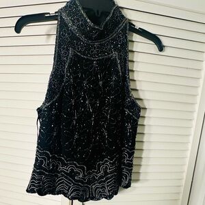 Black Beaded Sleeveless Top